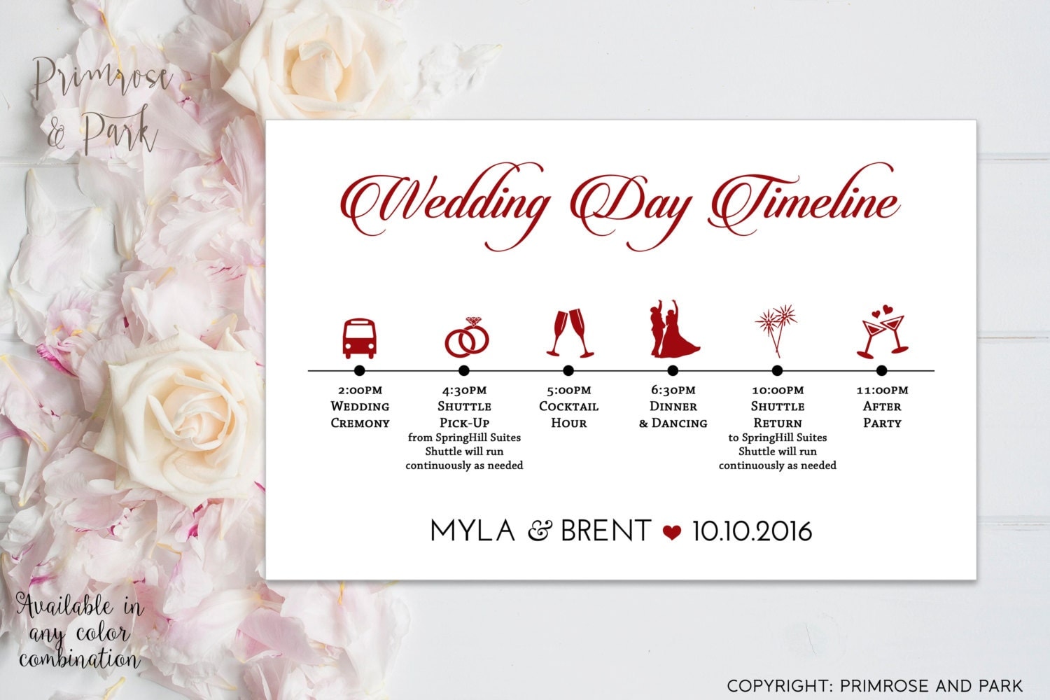 Wedding Timeline Cards Printable // Wedding Day Itinerary
