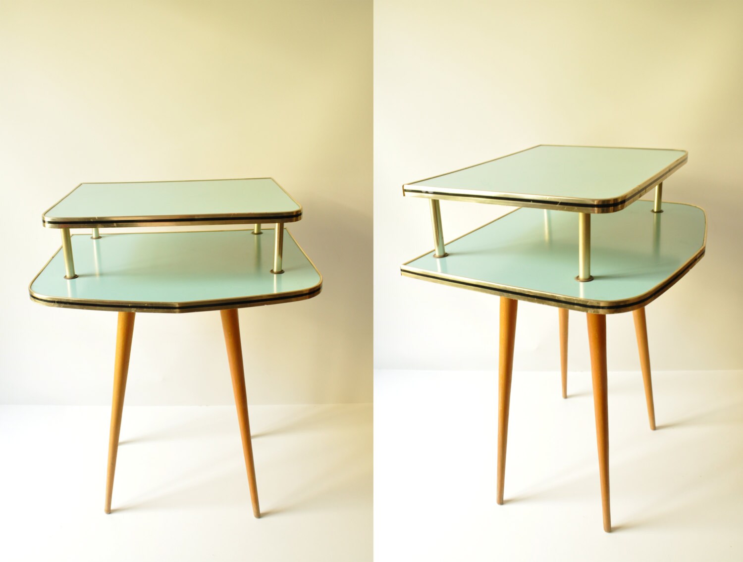 Vintage Mint Green Wooden Coffee Table Gossip by thelittlebiker