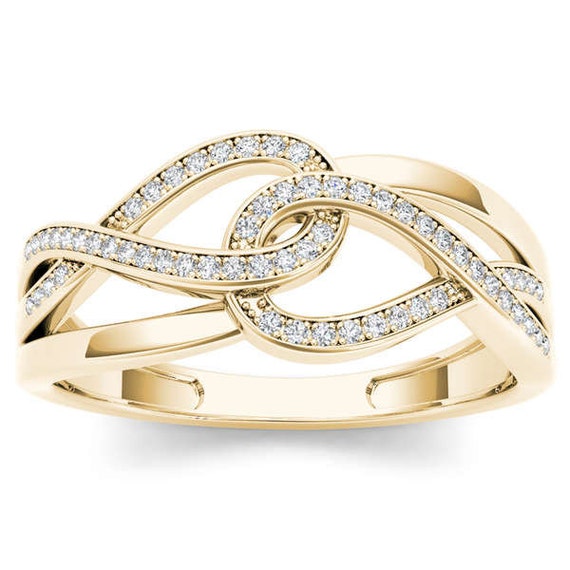 10Kt Yellow Gold Diamond Infinity Knot Ring