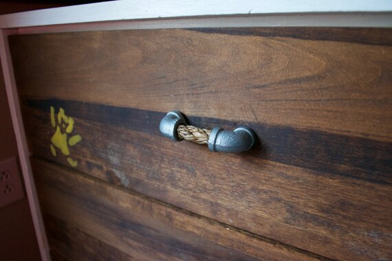 Rope Drawer Handle Cabinet Pull: Galvanized Pipe Elbow End