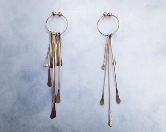 Gold Fringe Clip On Earrings - 14K Gold Filled - Dainty Non Pierced Earrings