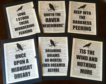 edgar allen poe the raven dictionary art quote prints halloween decoration birthday party decoration set of - Raven Halloween Decorations edgar allen poe the raven dictionary art quote prints halloween decoration birthday party decoration set of - Raven Halloween Decorations