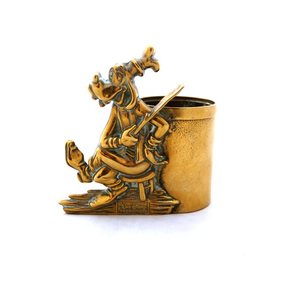 Vintage Brass Disney Pen Holder Brass Goofy Walt Disney