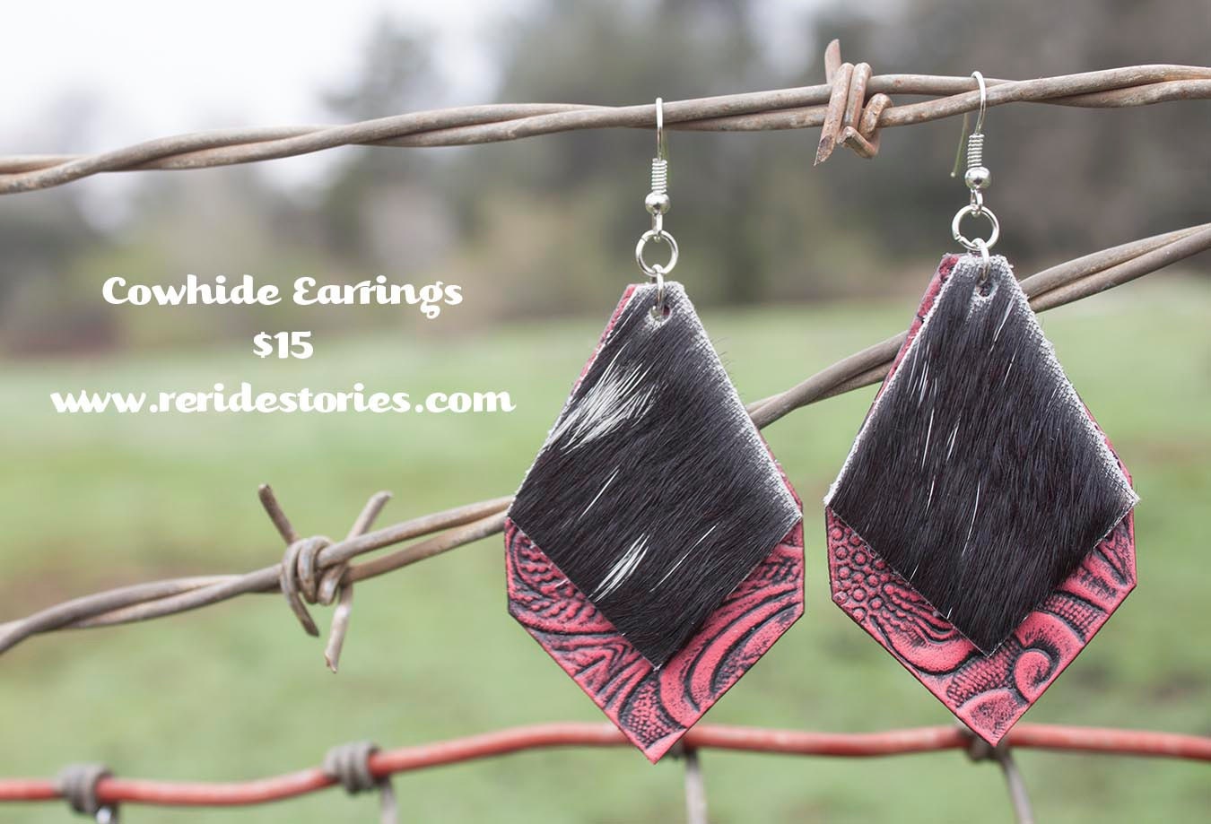 Leather & Cowhide Earrings Pink by ReRideStories on Etsy