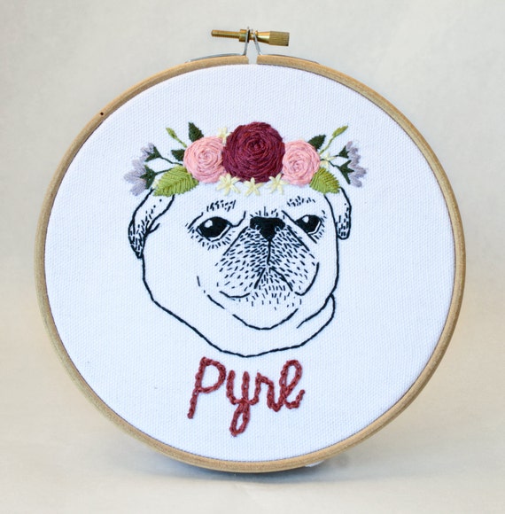 Custom Dog Portrait Embroidery Hoop by StitchingSabbatical