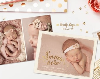 Birth Announcement Template Photoshop INSTANT DOWNLOAD