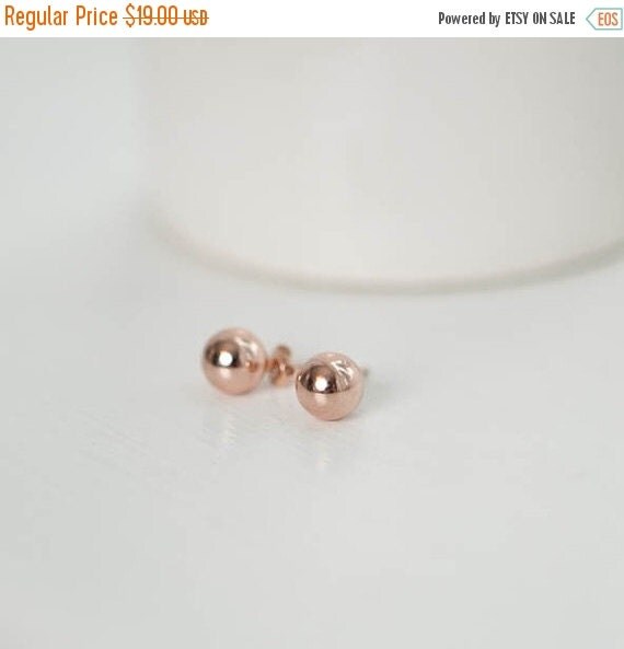 Rose Gold Earrings Rose Gold Ball Studs Wedding by PROJECTDAHLIA