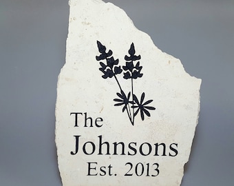 Texas Bluebonnets Personalized Engraved Garden Stone