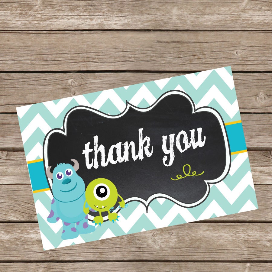 Monsters Inc Thank You Card by TrishaTreeDesigns on Etsy