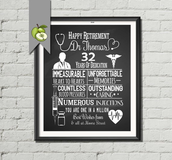 Retirement Gift for a Doctor. Personalized Gift by TheArtyApples