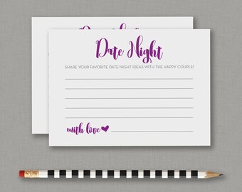 Date Night Cards - Pick your color - Date Night Ideas for the Happy Couple