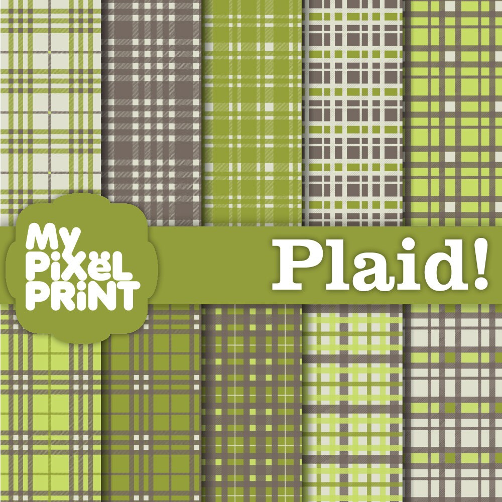 Plaid Green Digital Scrapbooking Paper Pack