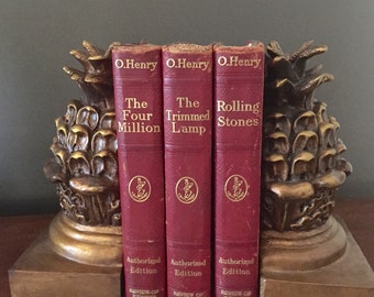 Pineapple Bookends, Vintage Plaster Pineapple Bookends, Hollywood Regency Bookends, Gift Idea, Library Decor