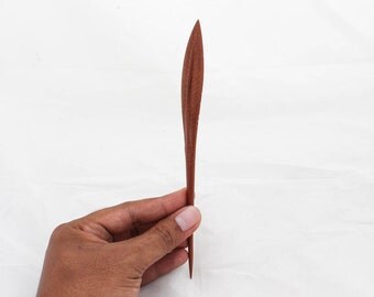 Saba Wood Feather Hair Pin 1 Prong, Wood Hair Sticks, Sono Wood, Bali Jewelry
