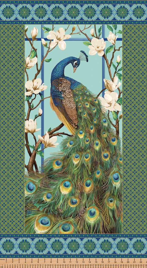 Northcott Fabric Panel Peacock Paradise II by EmeraldCityFabrics