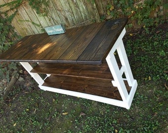 Rustic KITCHEN ISLAND BAR By Unique Primtiques Tall Table Work Bench W/7" Overhang 24x67x36h Dark Walnut Stain Honeymilk Custom Sizes Colors