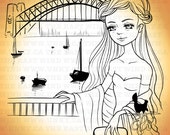 Digital stamp- Aurora 'Harbour bridge' - 300dpi JPG/PNG files -MAC0241