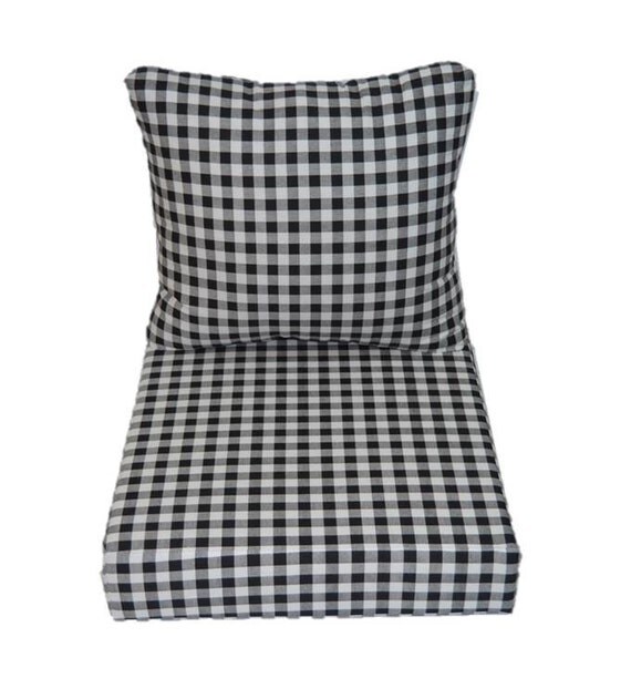 Black Plaid Country Checkerboard / Checkered Cushion for