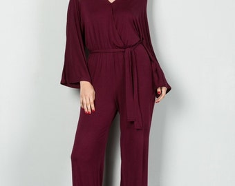 Wine Jumpsuit, Red Jumpsuit, Burgundy Jumpsuit, Comfortable Jumpsuit, Boho Jumpsuit, Resort Jumpsuit, Jumpsuit, Valentine Gift, Gift for Her