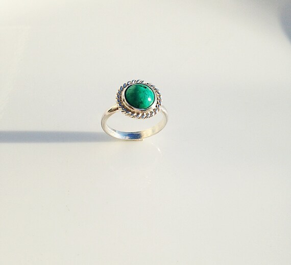 Sterling Silver Genuine Turquoise Ring Cabochon stone