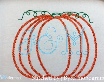 VIntage Chain Stitch Pumpkin Embroidery Design - 4x4 - Machine EMbroidery