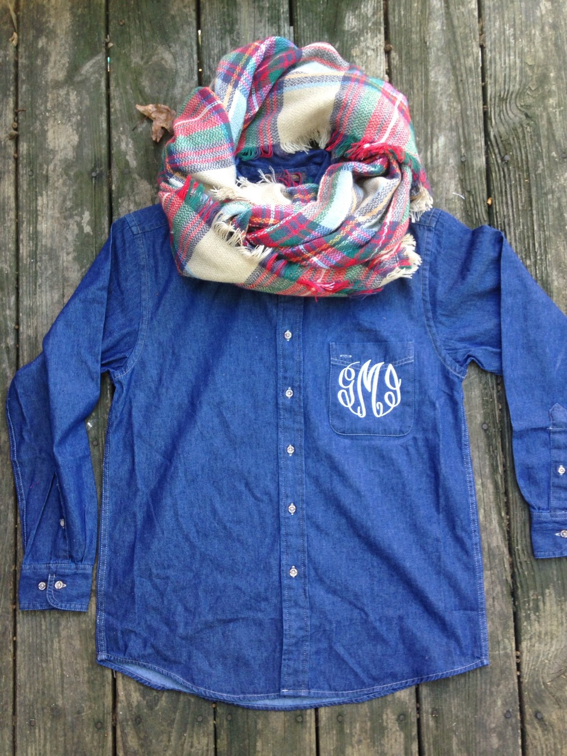 Monogrammed Men's Button Down Denim Chambray by ElsBriarPatch