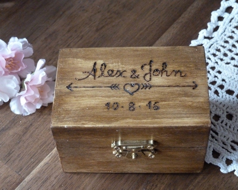 Wedding Ring Box Rustic Ring Bearer Box with Arrows and Heart
