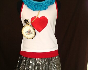 Rabbit inspired complete running outfit (racerback and grey sparkle skirt)