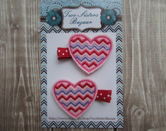 Heart Hair Clip, Love Hair Clip, Valentine's Day Hair Clip, Girls Hair Clip, Felt Hair Clip