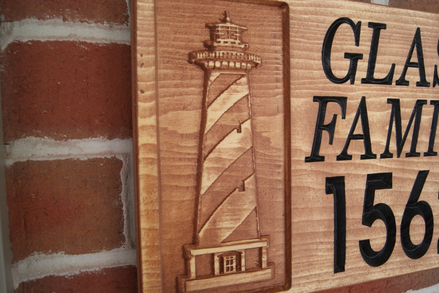 Raised Image Address Sign Personalized Carved House Number