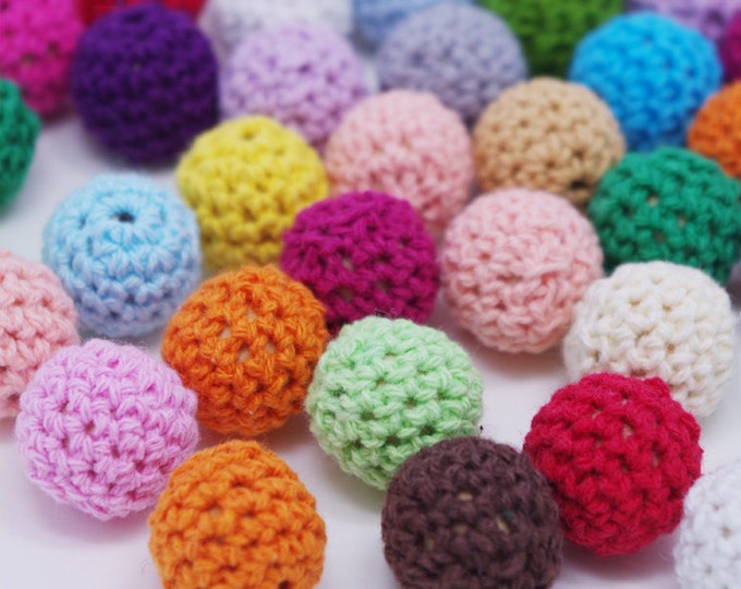 Crochet Beads Bulk Wholesale Multicolor 80pc/lot 16mm Round Mix Colors Ball Knitting