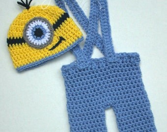 Minion Baby Set, Minion Pants Set, Baby Minion Hat, Baby Minion Outfit, Baby Minion Costume, Minion Baby Costume, Minion Baby Outfit, Minion