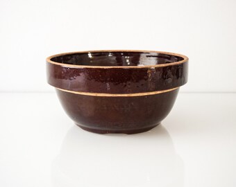 antique mixing bowl, brown stoneware bowl, ceramic mixing bowl, beautiful large antique brown stoneware bowl, country kitchen bowl, antique
