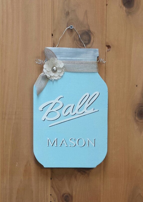 Ball Mason Jar Wood Wall Decor Mason Jar by RonisRescuedRelics