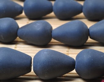 21 pcs of Black Onyx Matte teardrop beads in 13x18mm