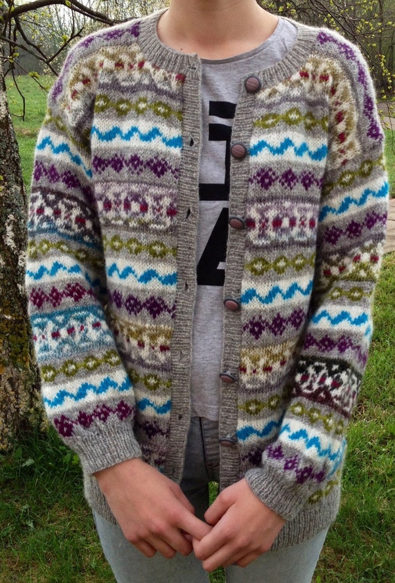 Fair Isle cardigan Wool cardigan Women's sweater Hand by adaLV