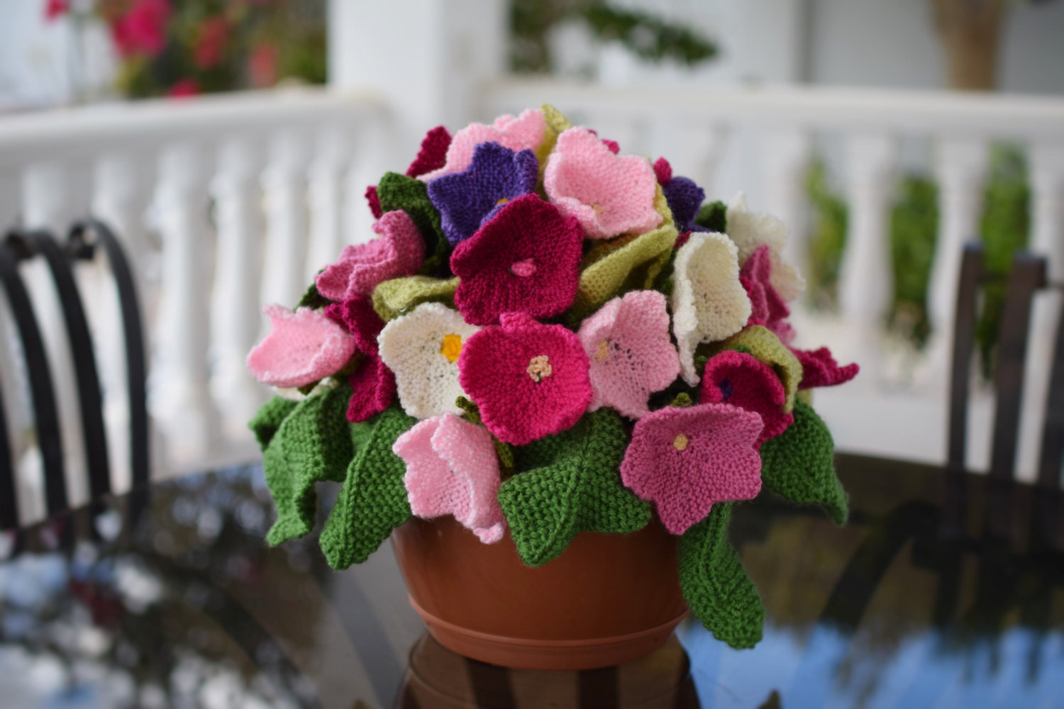 Flower knitting pattern, Knitted flower arrangement, knitting pattern