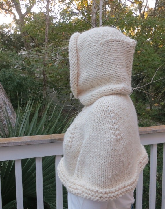 Poncho Knitting Pattern, Cape, Hoodie Poncho Bulky Yarn ...