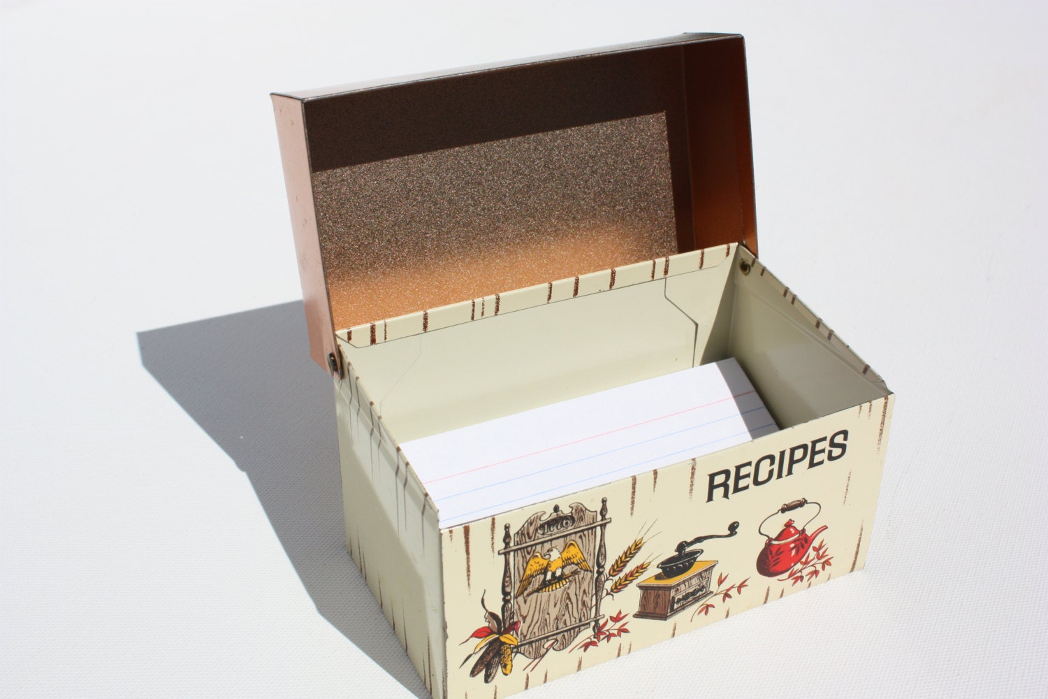 Vintage Recipe BoxRecipe Card BoxRecipe OrganizerMetal