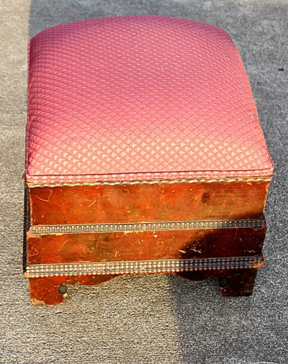 Antique Tufted Pillow Stool Springs Puff the by QUEENIESECLECTIC