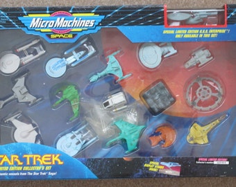 Vintage 1993 Galoob Micro Machines Space Star Trek Limited Edition Collector's Set Number 026464 Complete Highly Detailed Great Geek Gift