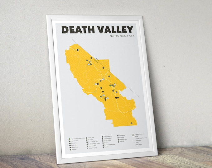 Death Valley National Park Map, Death Valley, Outdoors print, Explorer Wall Print