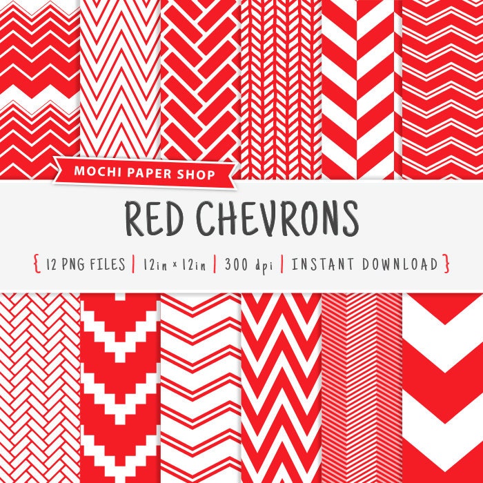 Red Chevron Download Red Craft Paper 12 Digital by MochiPaperShop