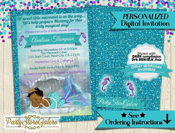 Mermaid Baby Shower Invitation Little Mermaid Under the Sea