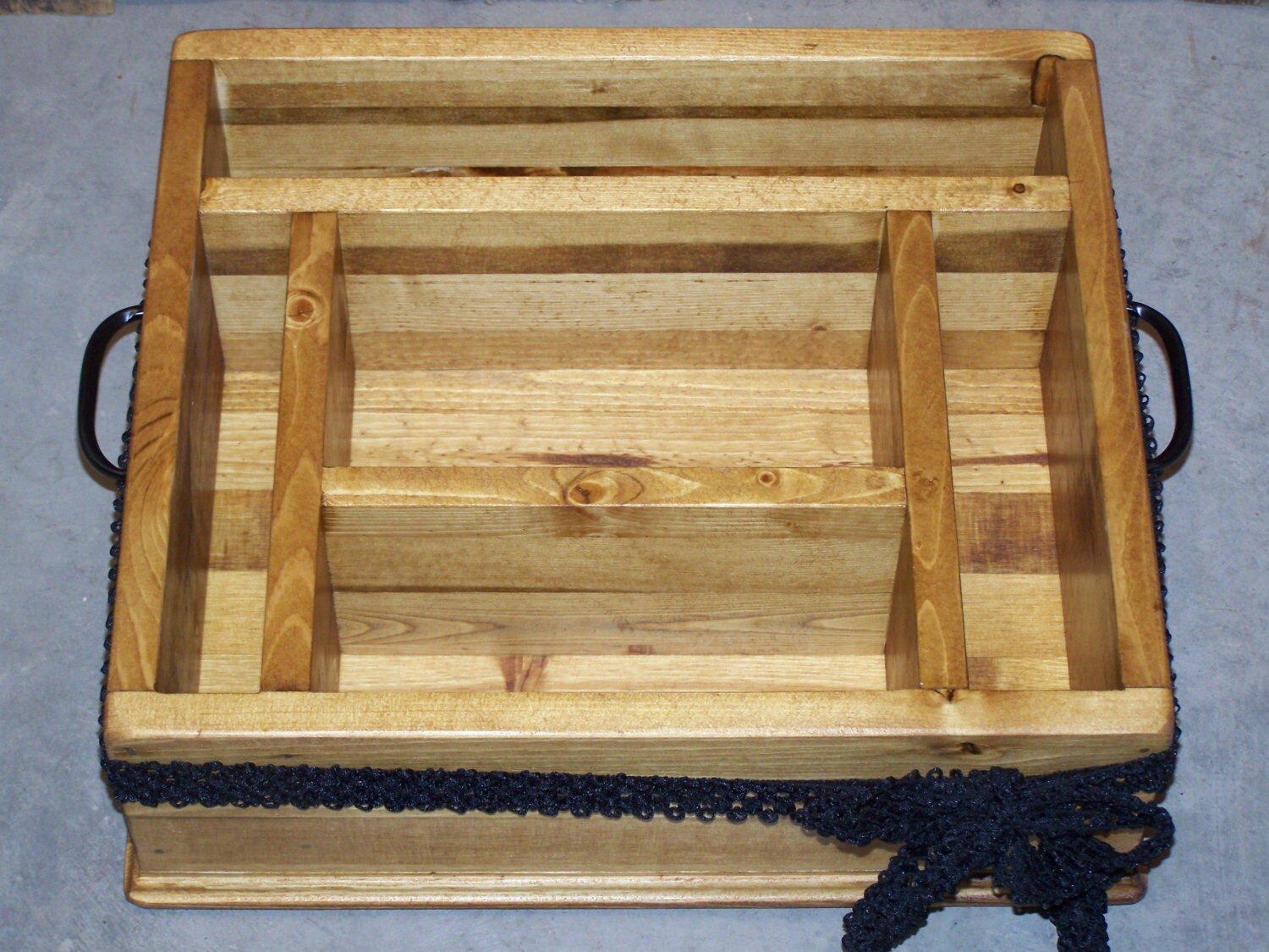 Black ribbon table top caddy wood caddy by WorkHorseFurniture