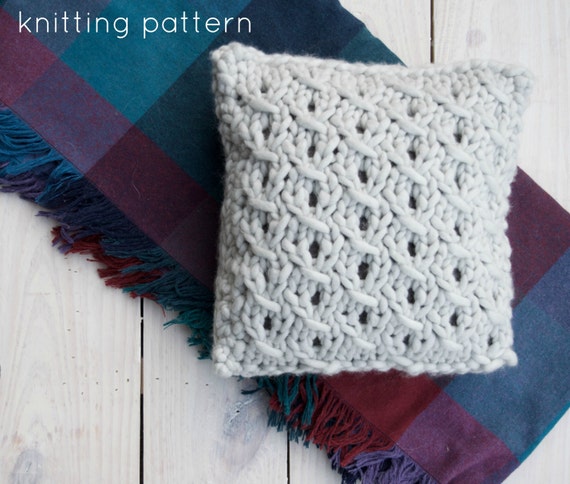 PATTERN Chunky Knit Pillow Small Knit Cushion from HandcraftedVintageCo o...