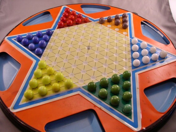 1950s Chinese Checkers & Checkerboard Tin by OHIO ART Co