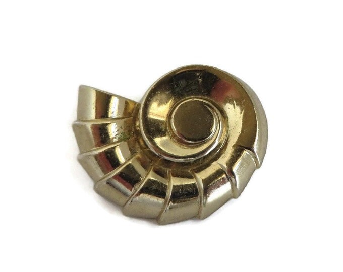 Coro Gold Tone Nautilus Shell Brooch Pin