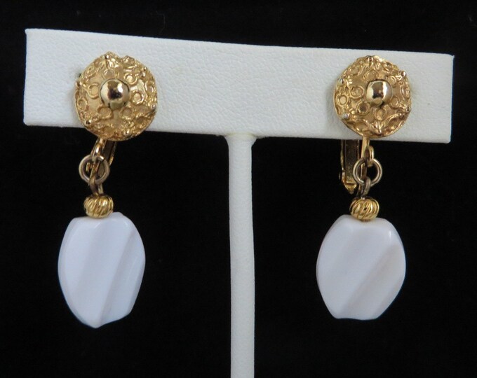Hobe White Bead Necklace Earrings Set, Vintage Demi-Parure
