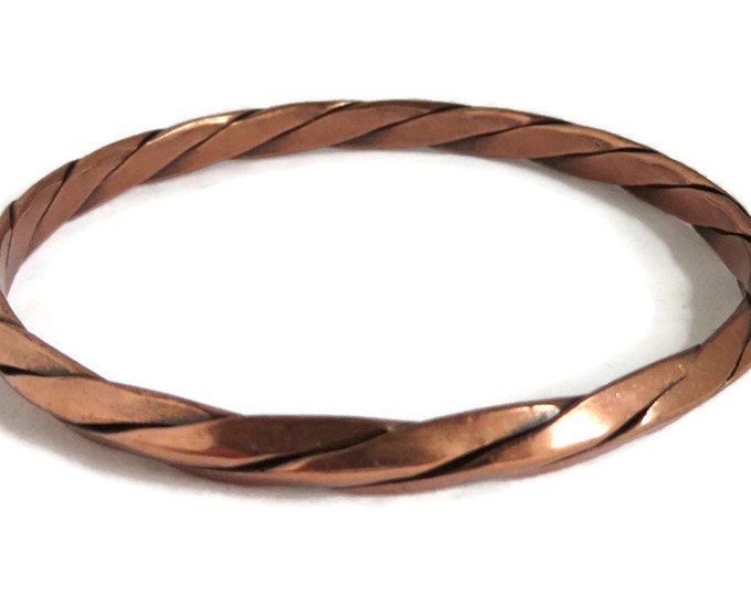 Vintage Copper Bangle, Skinny Bangle, Twisted Copper Bracelet, Copper Cuff, Braided Twisted Bracelet, Gift for Her